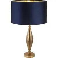 Rye Velvet Shade Table Lamp - Navy, Antique Brass
