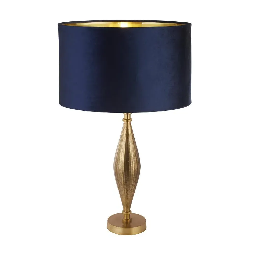Rye Velvet Shade Table Lamp - Navy, Antique Brass