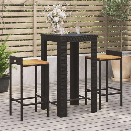 Ryker 3 Piece Garden Bar Set - Black, Poly Rattan product