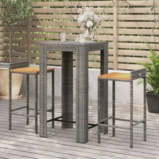 Ryker 3-Piece Garden Bar Set - Grey, Poly Rattan image
