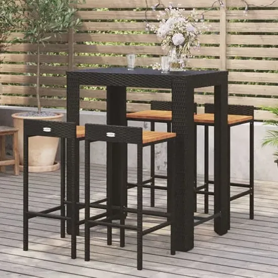 Ryker 5-Piece Garden Bar Set - Grey, Poly Rattan