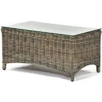 Ryker Rectangular Coffee Table with Glass Top - Brown, Rattan