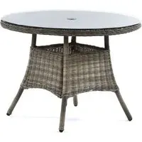 Ryker Small Round Dining Table with Glass Top - Brown, Rattan