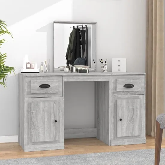 Ryker Wooden Dressing Table with Mirror - Grey, Sonoma Oak image