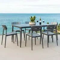 Rykon 1500mm Dining Set with 6 Chairs - Grey, Glass