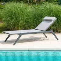 Rykon Outdoor Stacking Sling Sun Bed - Grey, Aluminium
