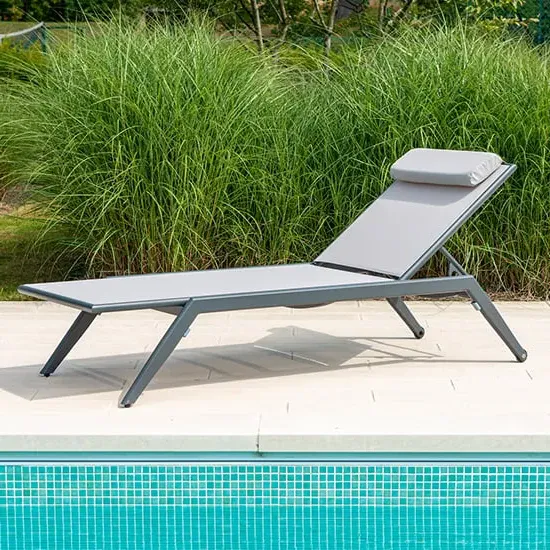 Rykon Outdoor Stacking Sling Sun Bed - Grey, Aluminium image
