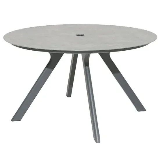 Rykon Round Dining Table - Grey, Glass