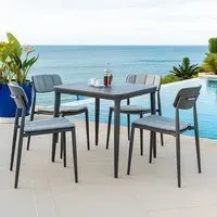 Rykon Square Dining Set with 4 Chairs - Grey, Glass