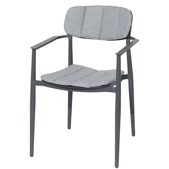 Rykon Stacking Dining Armchair - Grey, Aluminium