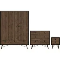 Rynok 3-Door Wardrobe Furniture Set - Black, Wood
