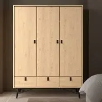 Rynok 3 Door Wardrobe with 3 Drawers - Jackson Hickory Oak