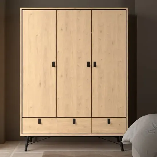 Rynok 3 Door Wardrobe with 3 Drawers - Jackson Hickory Oak image