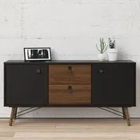 Rynok Sideboard with 2 Doors 2 Drawers - Black, Walnut
