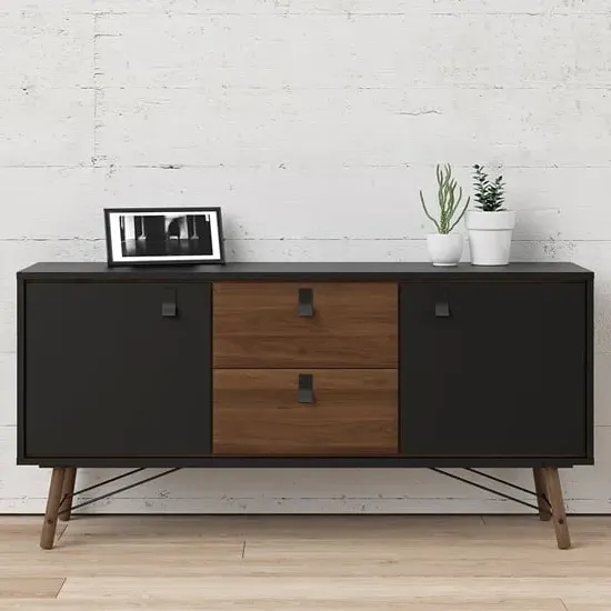 Rynok Sideboard with 2 Doors 2 Drawers - Black, Walnut