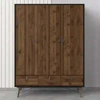 Rynok Triple Door Wardrobe - Black, Walnut