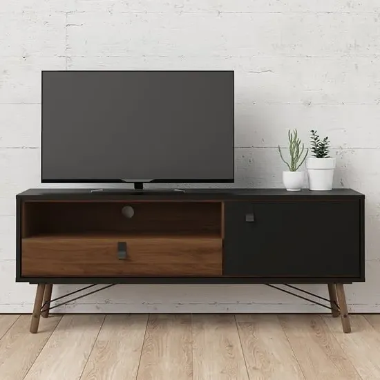 Rynok TV Stand with 1 Door 1 Drawer - Black, Walnut