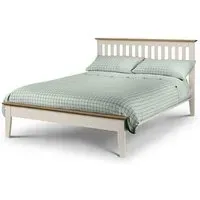 Saadet Double Size Bed Frame - Stone White, Oak