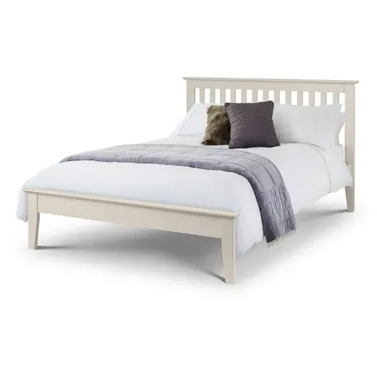 Saadet King Size Bed Frame - Ivory, Lacquered MDF