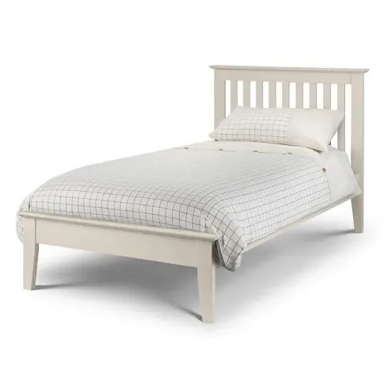 Saadet Single Size Bed Frame - Ivory, Lacquered MDF image