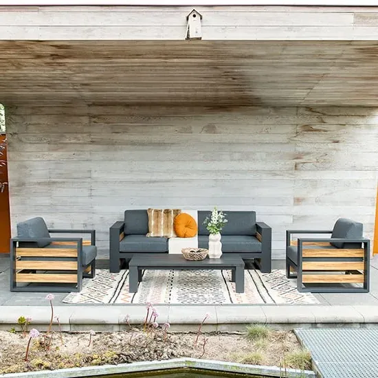 Saar 3-Seater Lounge Set - Mystic Grey, Aluminium