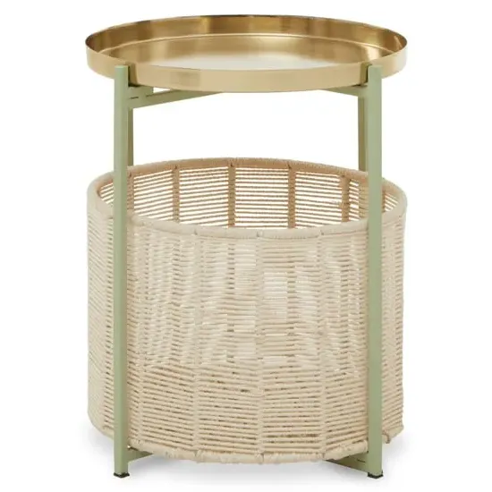 Sabina Round Side Table - Green, Metal