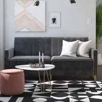 Sabinal Sofa Bed with Gold Metal Legs - Grey, Velvet