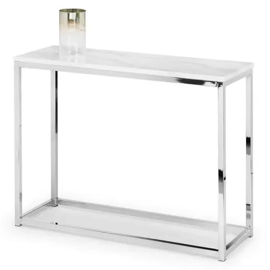 Sable Rectangular Console Table - White, Marble Effect