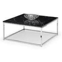 Sable Square Coffee Table - Black, Marble Effect