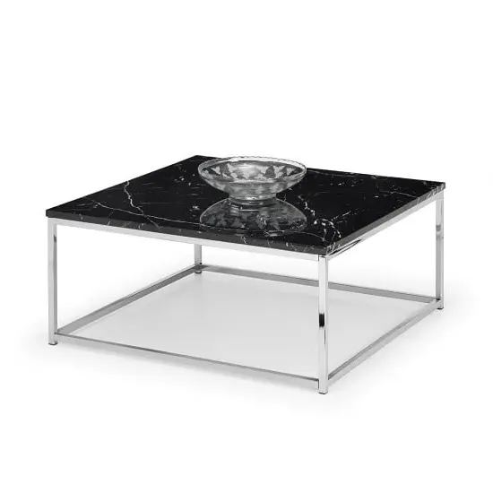 Sable Square Coffee Table - Black, Marble Effect image