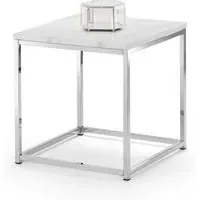 Sable Square Lamp Table - White, Marble Effect