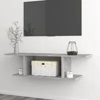 Sabra Wall Hung TV Stand with Shelf - Concrete Effect, Chipboard