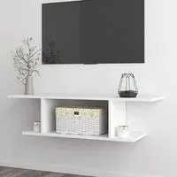 Sabra Wall Hung TV Stand with Shelf - White, Chipboard