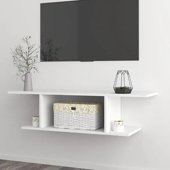 Sabra Wall Hung TV Stand with Shelf - White, Chipboard