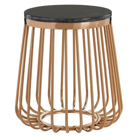 Saclateni Round Side Table - Black, Rose Gold image