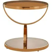 Saclateni Round Side Table - Brown, Tempered Glass