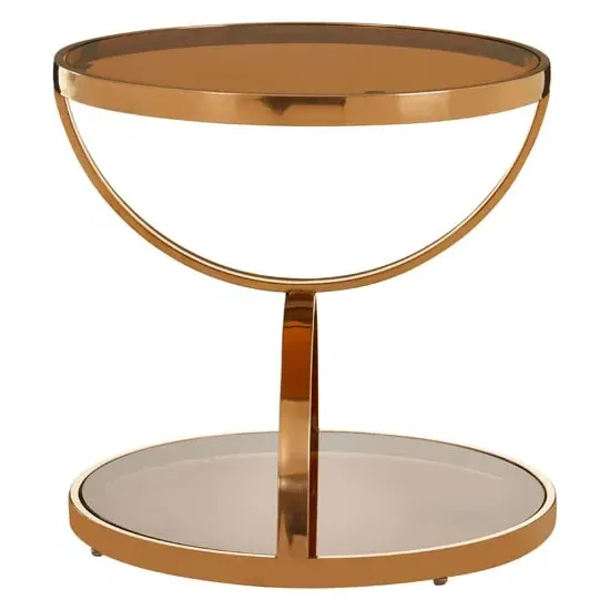 Saclateni Round Side Table - Brown, Tempered Glass image