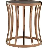 Saclateni Side Table with Curved Base - Black, Rose Gold
