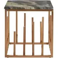 Saclateni Square Side Table - Black, Faux Marble