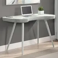 Sacramento Glass Top Laptop Desk with Drawer - White, Wood