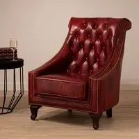 Sadalmelik Leather Armchair - Red