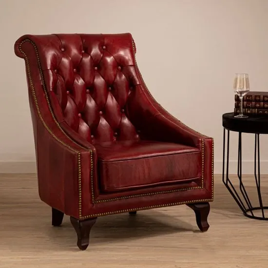 Sadalmelik Leather Armchair - Red image