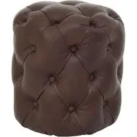 Sadalmelik Round Stool - Brown, Leather