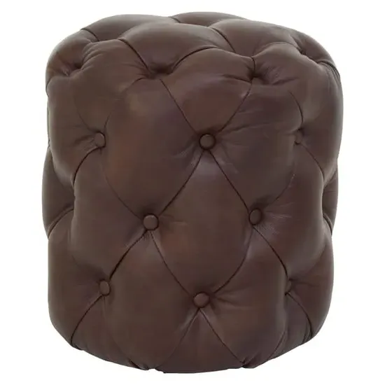 Sadalmelik Round Stool - Brown, Leather image
