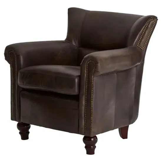 Sadalmelik Scroll Armchair - Grey, Leather