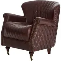 Sadalmelik Upholstered Armchair - Brown, Genuine Leather