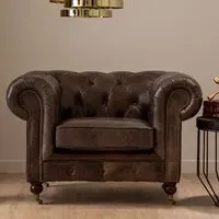 Sadalmelik Upholstered Armchair - Dark Grey, Leather