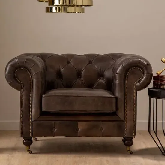 Sadalmelik Upholstered Armchair - Dark Grey, Leather