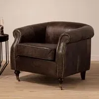 Sadalmelik Upholstered Armchair - Grey, Genuine Leather