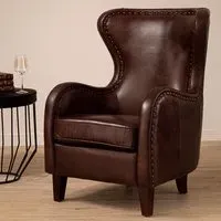Sadalmelik Wingback Armchair - Brown, Leather